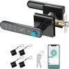 Fingerprint Lock-IRONZON-Keypad-IRONZON Fingerprint Door Lock Smart Door Lock with App/Code/Backup Key/Fingerprint Smart Door Knob Keyless Entry Door Lock with Handle for Home Hotel Office Apartment Bedroom Blue 5