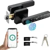 Fingerprint Lock-IRONZON-Keypad-IRONZON Fingerprint Door Lock Smart Door Lock with App/Code/Backup Key/Fingerprint Smart Door Knob Keyless Entry Door Lock with Handle for Home Hotel Office Apartment Bedroom Blue 5
