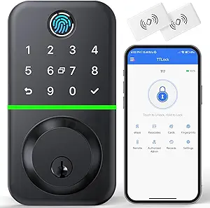 Fingerprint Lock-KUCACCI-Keypad-Smart Door Lock Deadbolt with Keypad: Keyless Entry Door Lock – Fingerprint Lock for Front Door – Electronic Lock with Bluetooth and APP Control – Waterproof IP66 for Outdoor Fingerprint Lock-KUCACCI-Keypad-Smart Door Lock Deadbolt with Keypad: Keyless Entry Door Lock - Fingerprint Lock for Front Door - Electronic Lock with Bluetooth and APP Control - Waterproof IP66 for Outdoor